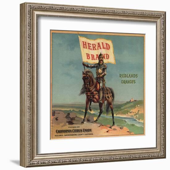 Herald Brand - Redlands, California - Citrus Crate Label-Lantern Press-Framed Art Print