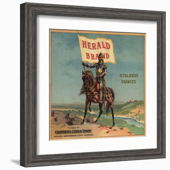 Herald Brand - Redlands, California - Citrus Crate Label-Lantern Press-Framed Art Print