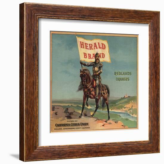 Herald Brand - Redlands, California - Citrus Crate Label-Lantern Press-Framed Art Print