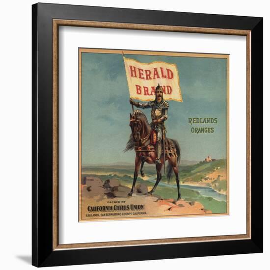 Herald Brand - Redlands, California - Citrus Crate Label-Lantern Press-Framed Art Print