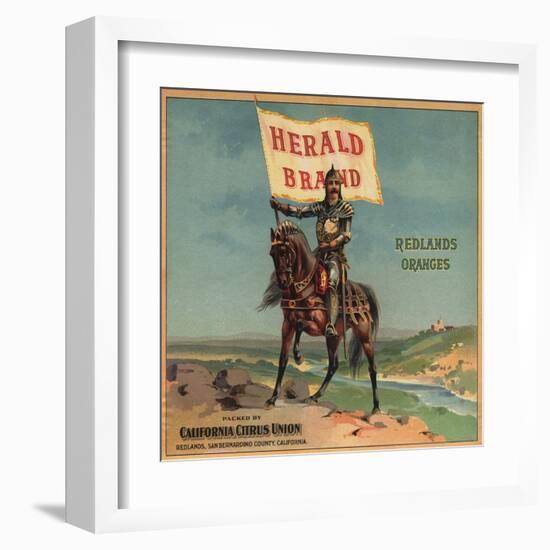 Herald Brand - Redlands, California - Citrus Crate Label-Lantern Press-Framed Art Print