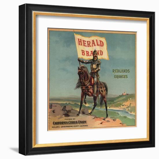 Herald Brand - Redlands, California - Citrus Crate Label-Lantern Press-Framed Art Print