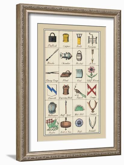 Heraldic Symbols: Padlock and Copper-Hugh Clark-Framed Art Print