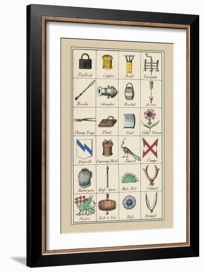 Heraldic Symbols: Padlock and Copper-Hugh Clark-Framed Art Print