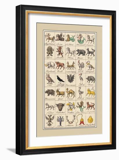 Heraldic Symbols: Sagittarius and Spinx-Hugh Clark-Framed Art Print