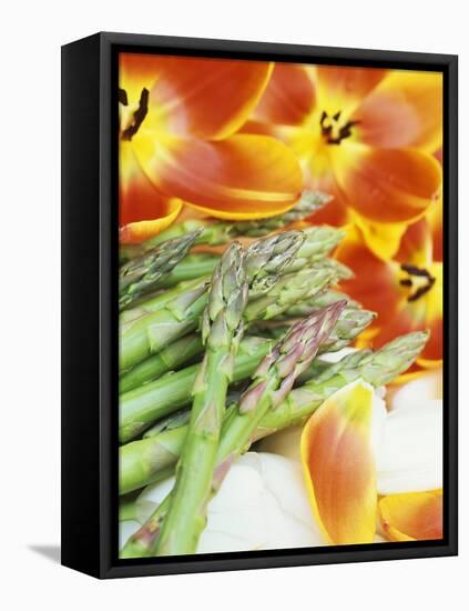 Heralds of Spring: Green Asparagus and Tulips-Linda Burgess-Framed Premier Image Canvas