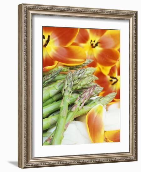 Heralds of Spring: Green Asparagus and Tulips-Linda Burgess-Framed Photographic Print