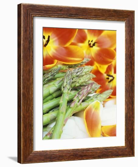 Heralds of Spring: Green Asparagus and Tulips-Linda Burgess-Framed Photographic Print