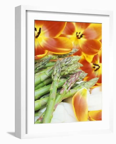 Heralds of Spring: Green Asparagus and Tulips-Linda Burgess-Framed Photographic Print