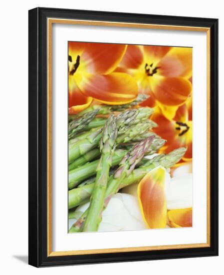 Heralds of Spring: Green Asparagus and Tulips-Linda Burgess-Framed Photographic Print