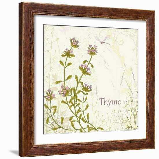 Herb Thyme on Floral Background-Milovelen-Framed Art Print