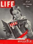 10th Anniversary Features Young Girl Reading First Issue of LIFE, November 25, 1946-Herbert Gehr-Photographic Print