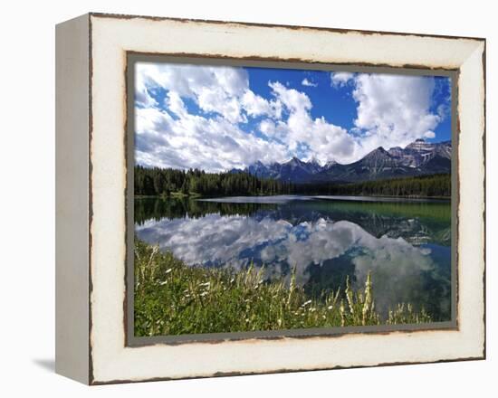 Herbert Lake and Bow Range, Banff National Park, UNESCO World Heritage Site, Alberta, Rocky Mountai-Hans Peter Merten-Framed Premier Image Canvas