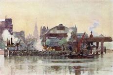 Southwark Bridege with Boats-Herbert Marshall-Framed Art Print