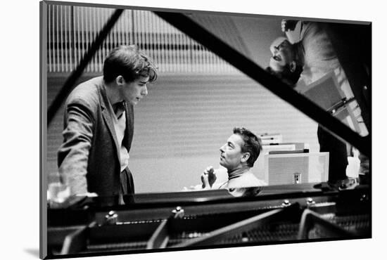 Herbert von Karajan  recording Beethoven's Piano Concert with Berlin Philharmonic and Glenn Gould-Erich Lessing-Mounted Photographic Print