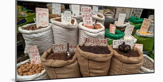 Herbs for sale at a market stall, Turkish Bazaar, Acre (Akko), Israel-null-Mounted Photographic Print