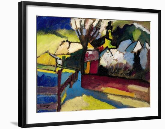 Herbstlandschaft mit Baum (1910)-Wassily Kandinsky-Framed Art Print