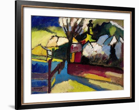 Herbstlandschaft mit Baum (1910)-Wassily Kandinsky-Framed Art Print