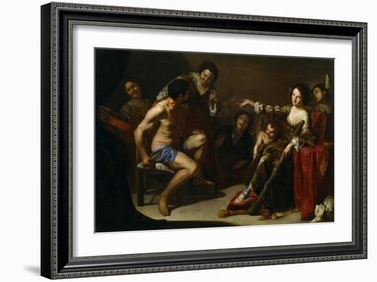 Hercules and Omphale, C. 1640-Bernardo Cavallino-Framed Giclee Print