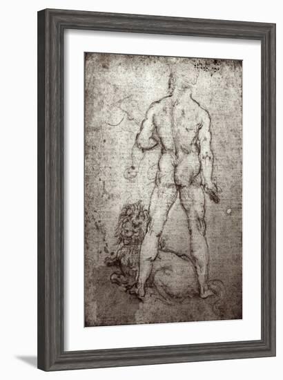 Hercules and the Nemean Lion, c.1504-8-Leonardo da Vinci-Framed Giclee Print