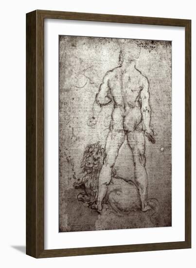 Hercules and the Nemean Lion, c.1504-8-Leonardo da Vinci-Framed Giclee Print