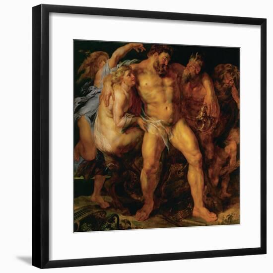 Hercules, drunk, led by a nymph and a satyr.-Peter Paul Rubens-Framed Premium Giclee Print