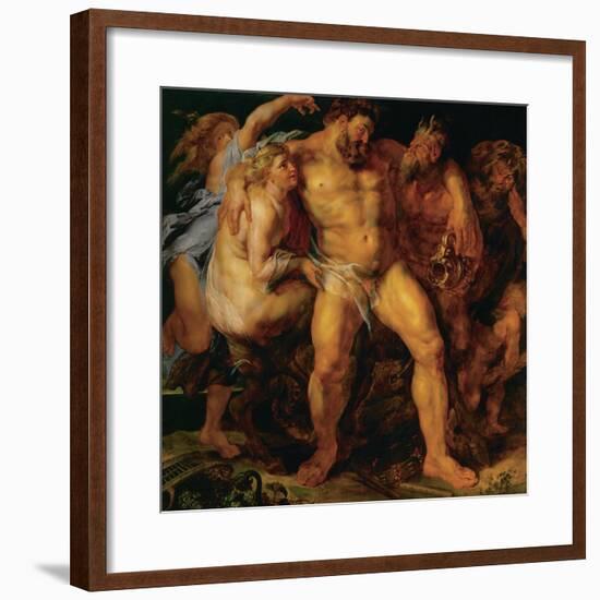 Hercules, drunk, led by a nymph and a satyr.-Peter Paul Rubens-Framed Premium Giclee Print