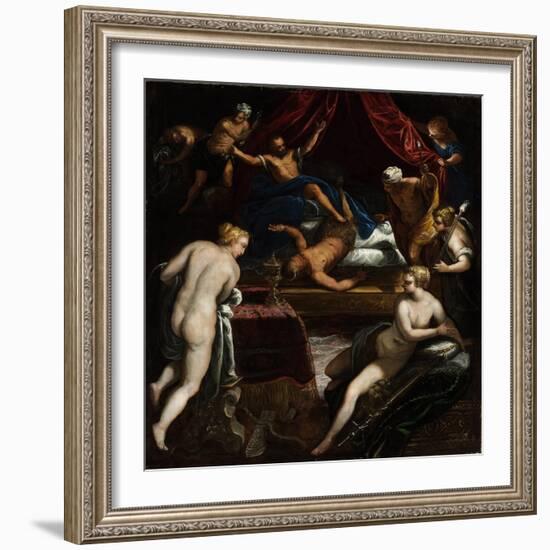 Hercules Expelling the Faun from Omphale's Bed-Jacopo Tintoretto-Framed Giclee Print