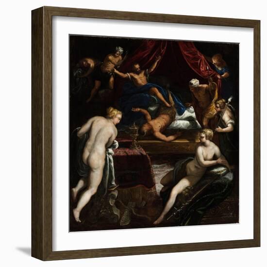 Hercules Expelling the Faun from Omphale's Bed-Jacopo Tintoretto-Framed Giclee Print