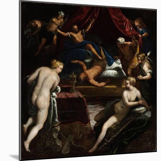 Hercules Expelling the Faun from Omphale's Bed-Jacopo Tintoretto-Mounted Giclee Print