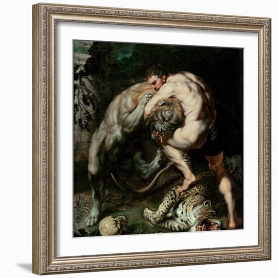 Hercules Fighting the Nemean Lion-Peter Paul Rubens-Framed Giclee Print