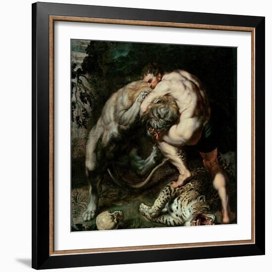 Hercules Fighting the Nemean Lion-Peter Paul Rubens-Framed Giclee Print