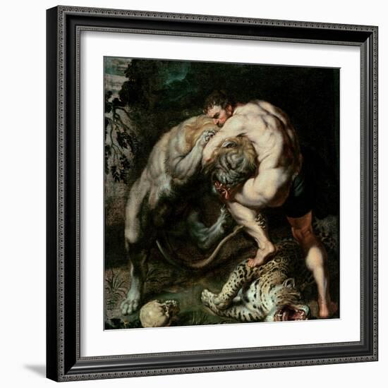 Hercules Fighting the Nemean Lion-Peter Paul Rubens-Framed Giclee Print