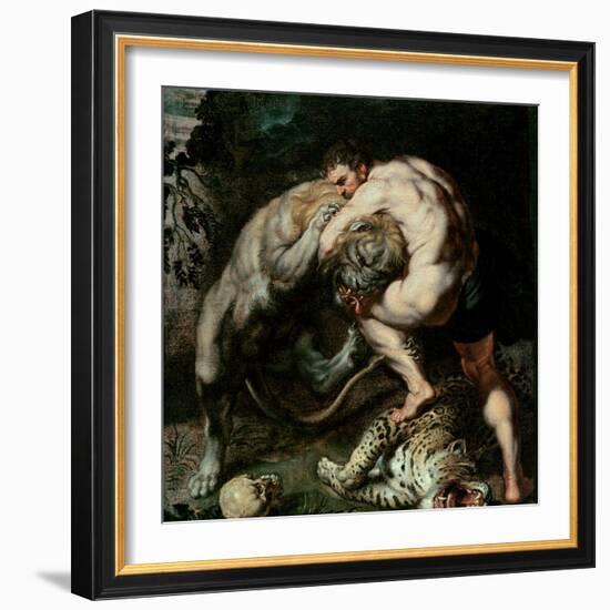 Hercules Fighting the Nemean Lion-Peter Paul Rubens-Framed Giclee Print