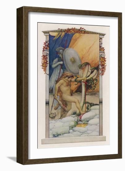 Hercules Slays the Hydra of Lerna-A.f. Gorguet-Framed Art Print