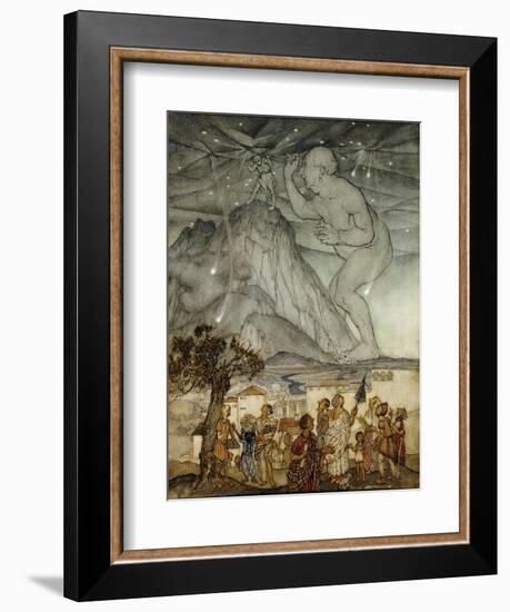 Hercules Supporting the Sky instead of Atlas-Arthur Rackham-Framed Giclee Print