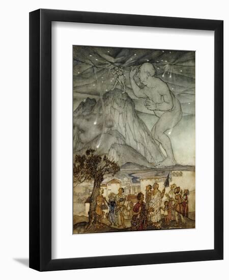 Hercules Supporting the Sky instead of Atlas-Arthur Rackham-Framed Giclee Print