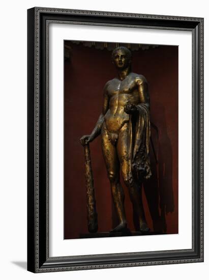 Hercules with Mallet, Skin of the Nemean Lion and Golden Apples. Colossal Gilded Bronze Statue-null-Framed Photographic Print