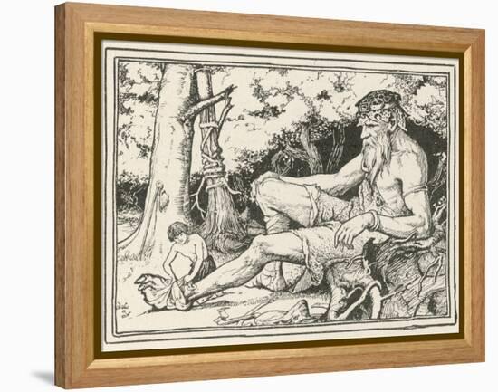 Herd-Boy Binds the Injured Foot of a Friendly Giant-Henry Justice Ford-Framed Premier Image Canvas