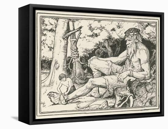 Herd-Boy Binds the Injured Foot of a Friendly Giant-Henry Justice Ford-Framed Premier Image Canvas