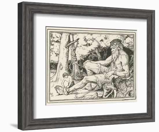 Herd-Boy Binds the Injured Foot of a Friendly Giant-Henry Justice Ford-Framed Photographic Print