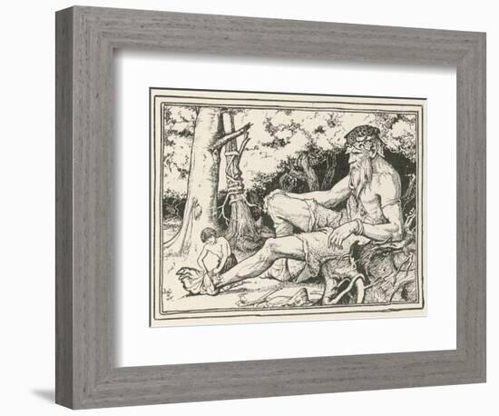 Herd-Boy Binds the Injured Foot of a Friendly Giant-Henry Justice Ford-Framed Photographic Print