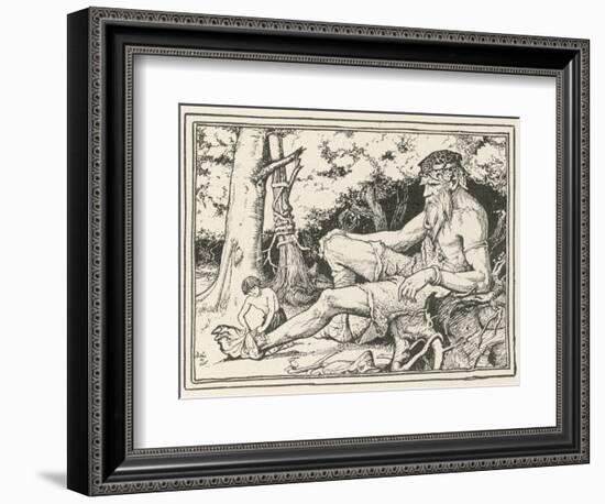 Herd-Boy Binds the Injured Foot of a Friendly Giant-Henry Justice Ford-Framed Photographic Print