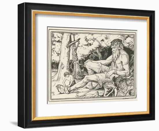 Herd-Boy Binds the Injured Foot of a Friendly Giant-Henry Justice Ford-Framed Photographic Print