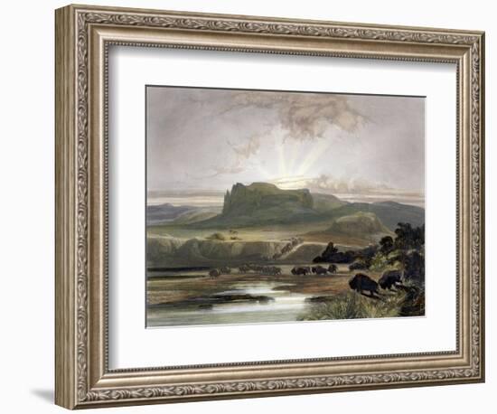 Herd of Bison on the Upper Missouri-Karl Bodmer-Framed Giclee Print