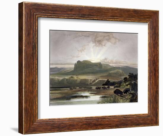 Herd of Bison on the Upper Missouri-Karl Bodmer-Framed Giclee Print