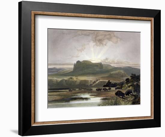 Herd of Bison on the Upper Missouri-Karl Bodmer-Framed Giclee Print