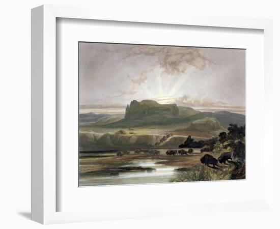 Herd of Bison on the Upper Missouri-Karl Bodmer-Framed Giclee Print