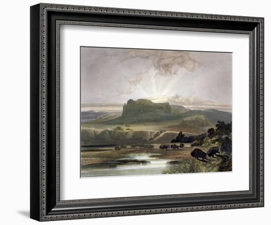 Herd of Bison on the Upper Missouri-Karl Bodmer-Framed Giclee Print