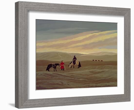 Herding Camel Train, Inner Mongolia-Vincent Haddelsey-Framed Giclee Print